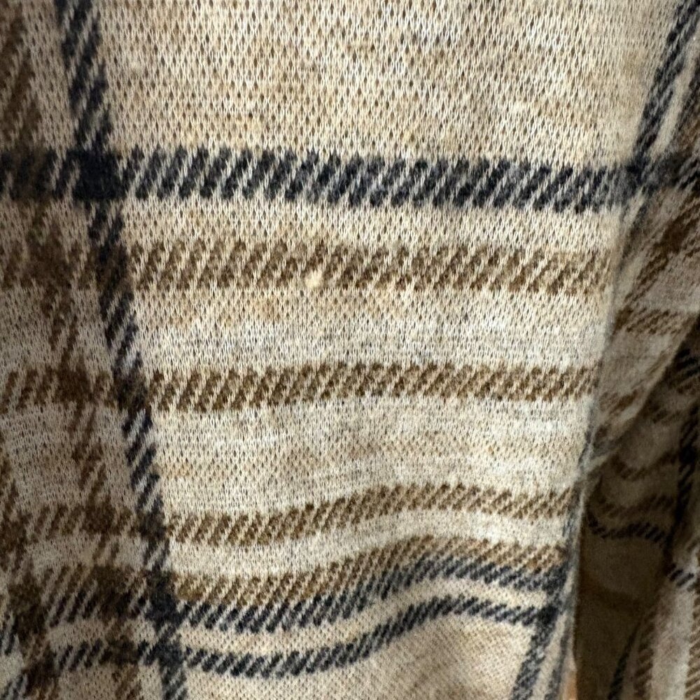 Plaid Button-Up Beige & Tan Long Sleeve Shirt Womens Size Medium CI Sono - Picture 10 of 13